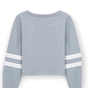 Cropped Long Sleeve Stripe Sleeve Sweatshirt